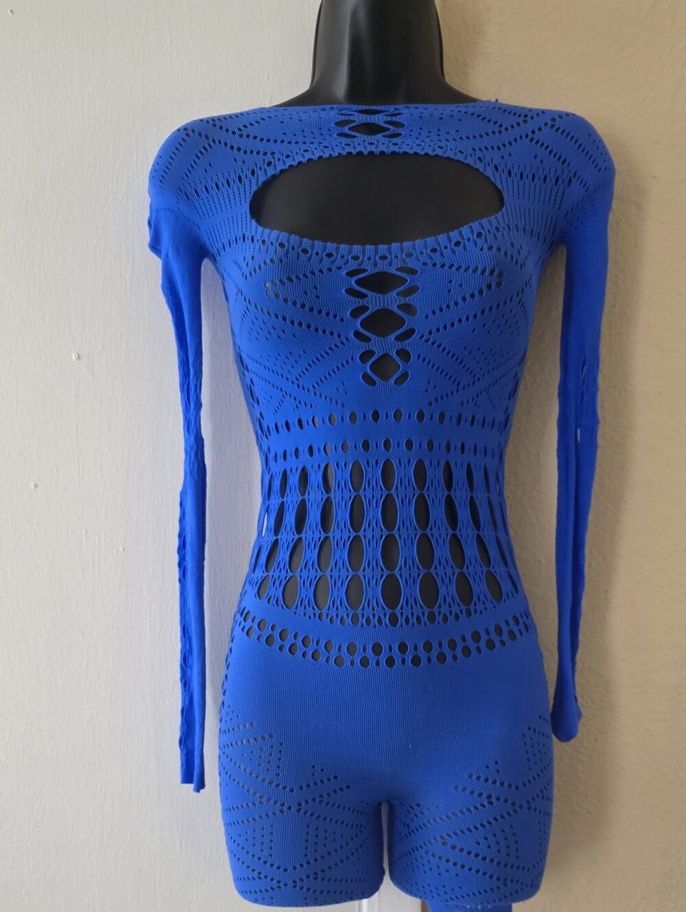 Sexy 💙Royal Blue Bodystocking Long-Sleeve Romper